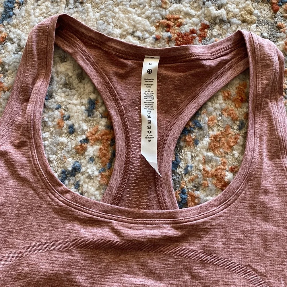 Lululemon Swiftly Tech Racerback Spiced Chai/Pink 2.0 Race Tank Top‎ sz18